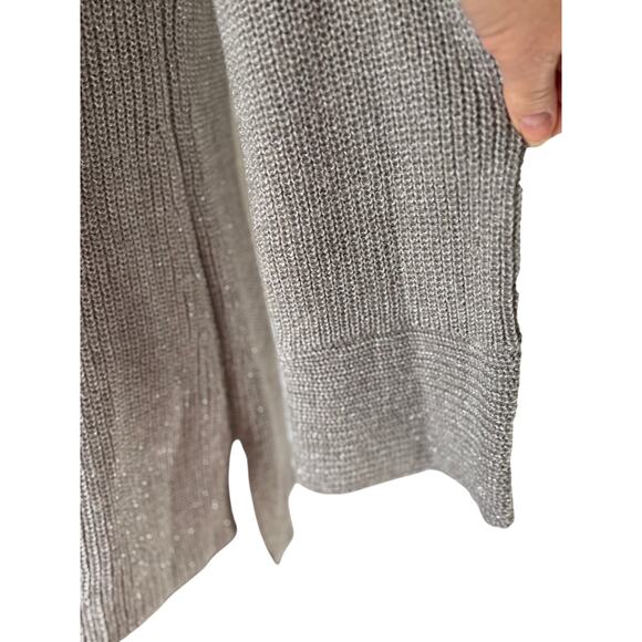 Calvin Klein Silver Metallic Ladies V Neck Sweater Med Wool Blend Quiet Elegance - Picture 3 of 6